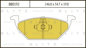 Колодки тормозные дисковые передние AUDI A3 96-SKODA Octavia 96-VW Golf 97- BB01 BB0192 BLITZ