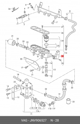 Датчик давления VW Golf (11-) топлива OE JNV 906 527 VAG
