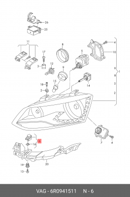 Крепление фары VW Polo Sedan OE 6R0 941 511 VAG