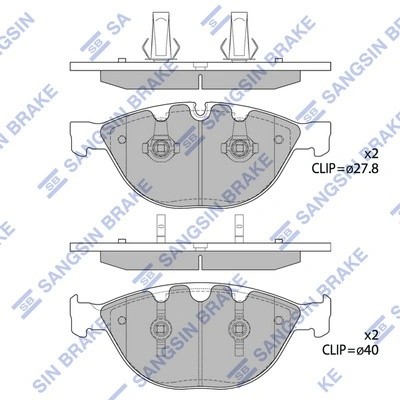 Колодки тормозные BMW 5 (E60,E61),6 (E63,E64),7 (E65,E66,E67) передние (4шт.) SA SP1869 SANGSIN