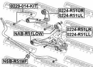 БОЛТ С ЭКСЦЕНТРИКОМ РЕМКОМПЛЕКТ подходит для NISSAN PATHFINDER R51M 2005.01-2014 0229-014-KIT FEBEST