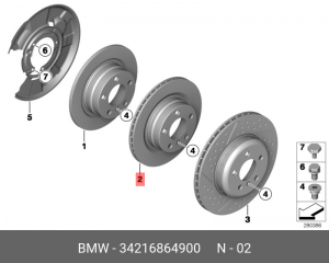 Диск тормозной BMW 3 (F30,F80),4 (F32) задний (1шт.) OE 34 21 6 864 900 BMW