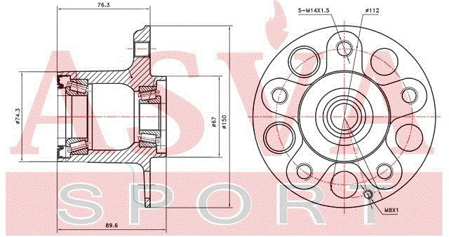 MBWH204K  СТУПИЦА ПЕРЕДНЯЯ MBWH-204K ASVA