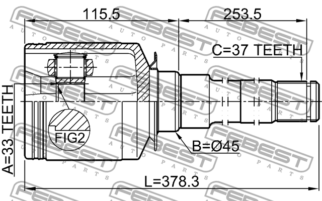 ШРУС внутренний 1611-164SRH 1611-164SRH FEBEST