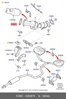 прокладка выхлопной трубы!\ Volvo C70 II 2.4D D5244 T9 07> 1 690 879 FORD