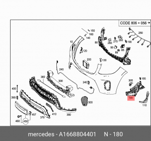 ОПОРА БАМПЕРА ПЕРЕДНЕГО A 166 880 44 01 MERCEDES BENZ