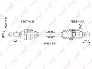 привод передний левый!\ Nissan Teana J32 2.5 08-13 CD-1115 LYNXAUTO