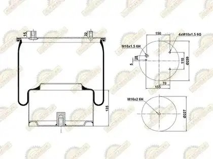 Пневморессора Premium со стаканом (металл) 3шп.-M10 + 1 отвер.M16 под возд. (ста 090030055 SONDER