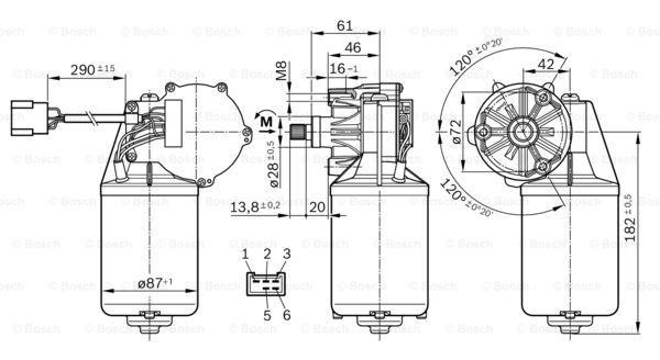 Электродвигатель стеклоочистителя 24V Omn MAN (95-02), NEOPLAN (90-93) 0986337402 BOSCH