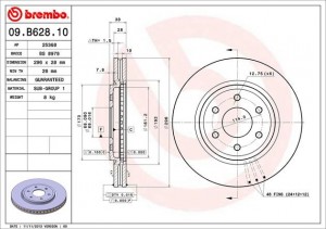 Диск тормозной 09.B628.10 09.B628.10 BREMBO