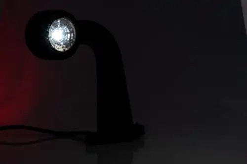 фонарь габаритный! рожок LED изогнутый, L=175мм, красный/белый 12-36V с кабелем\ FT009FLED FRISTOM