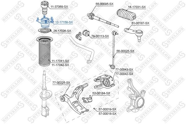 опора амортизатора переднего!\ Honda CR-V RE3/RE4 07-12, Great Wall H6 MKZ 13-20 12-17158-SX STELLOX