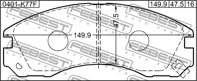 Колодки тормозные дисковые 0401-K77F 0401-K77F FEBEST