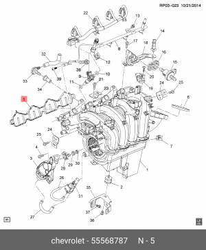 Прокладка коллектора CHEVROLET Cruze впускного OE 55568787 GENERAL MOTORS