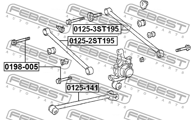 Болт крепления тяги задн подвески LIFAN X60 11-, TOYOTA CALDINA 92-02 0198-005 0198-005 FEBEST