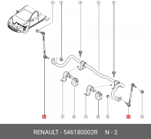 тяга стабилизатора!\ Renault Megane III/Scenic 1.4-2.0/1.5-2.0D 08> 546180002R RENAULT