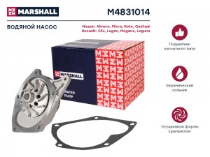 Помпа водяная Nissan Almera II 03-  Note 06-  Qashqai 07- Renault Logan I 07-  M M4831014 MARSHALL