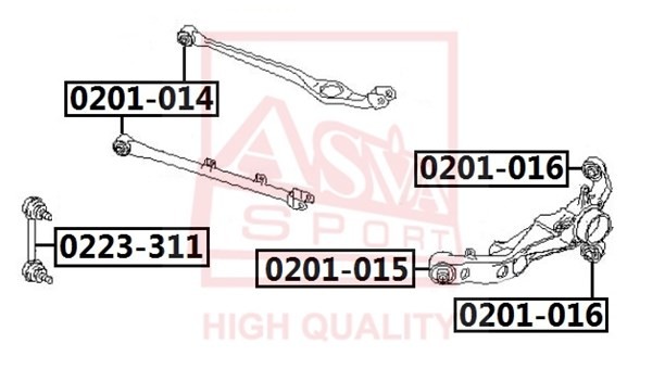 Сайлентблок, рычаг независимой подвески колеса 0201016 0201-016 ASVA
