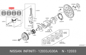 кольца поршневые! STD\ Nissan X-Trail QR25DE 03> 12033-JG30A NISSAN