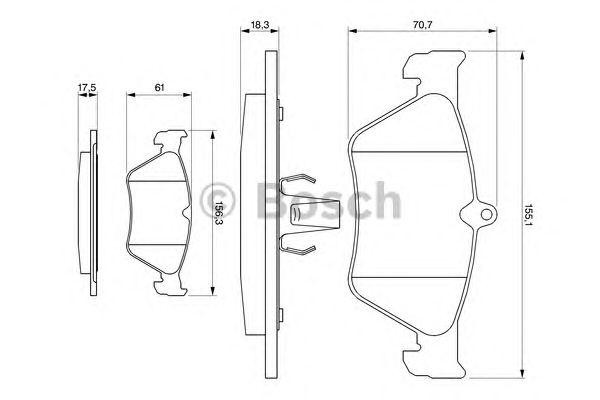 Колодки тормозные OPEL Astra F (98-02),Calibra A (90-97) передние (4шт.) BOSCH 0 986 461 129 BOSCH