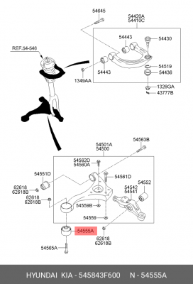 Сайлентблок HYUNDAI Sonata (06-) рычага переднего нижнего OE 545843F600 HYUNDAI KIA