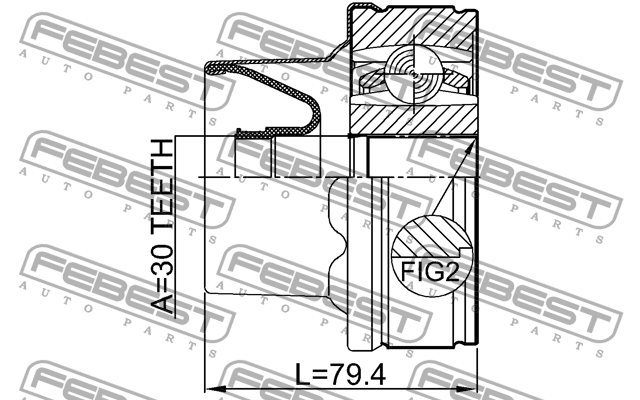 ШРУС КАРДАННОГО ВАЛА 30X86 подходит для DODGE NITRO 2007-2012 2011-NITSHA 2011-NITSHA FEBEST