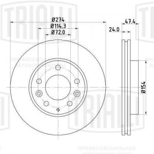 Диск торм. Mazda 6 (02-)/323 (01-) перед. d=274 (DF 250104)  2шт DF 250104 TRIALLI