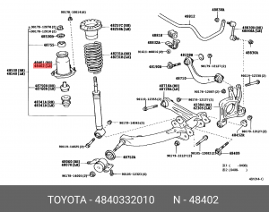 опора амортизатора заднего левого!\ Toyota Corolla all 01> 48403-32010 TOYOTA