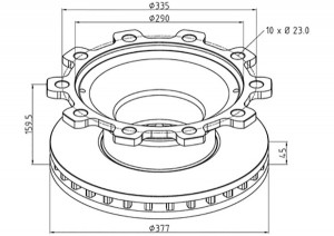 диск тормозной! 377/290x45/159.5 10n-335-23 вентилир\ BPW 046.370-00A PETERS ENNEPETAL
