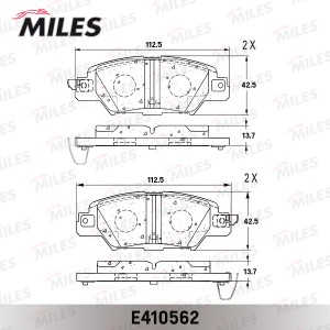 Колодки тормозные задние (Смесь Low-Metallic) MAZDA CX-5 14- (TRW GDB2163) E4105 E410562 MILES