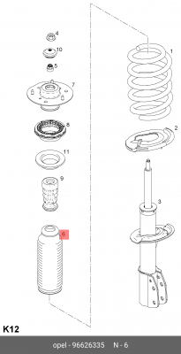 Пыльник амортизатора CHEVROLET Captiva (07-) переднего (1шт.) OE 96626335 GENERAL MOTORS