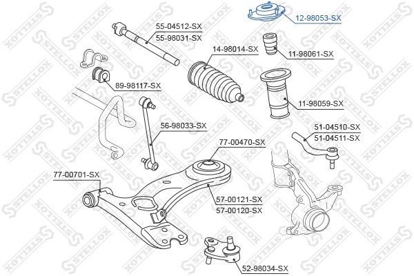 опора амортизатора переднего\ Toyota RAV 4 1.8VVT-i/2.0VVT-i/2.0D-4 1298053SX 12-98053-SX STELLOX