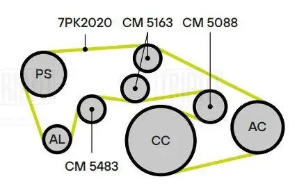 Ролик приводного ремня опорный ребристый CM5163 TRIALLI