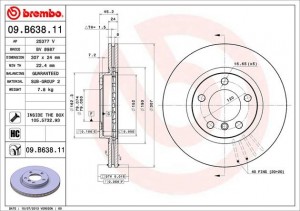 Диск тормозной 09.B638.11 09.B638.11 BREMBO