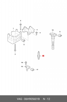 Свеча зажигания VW AUDI SEAT SKODA (13-) (1.8/2.0 TSI/TFSI) (NGK) OE 06H 905 601 B VAG