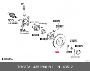 Диск тормозной, передний 43512-60191 43512-60191 TOYOTA