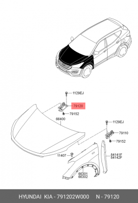 Петля HYUNDAI HYUNDAI Santa Fe (12-) капота правая OE 791202W000 HYUNDAI KIA