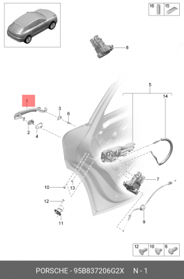 Ручка двери наружняя 95B837206G2X 95B837206G2X PORSCHE