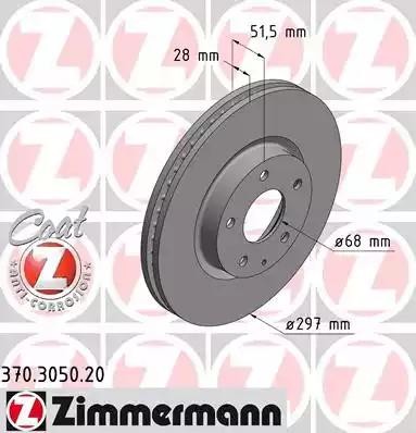 диск тормозной !перед. 297x28/52-5x114 \ Mazda 6/CX-5 2.0/2.2TD 11> 370.3050.20 ZIMMERMANN