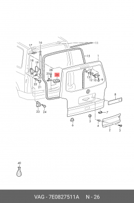 держатель замка с эл. двигателем доводчика!\ VW Transporter 7E0 827 511 A VAG