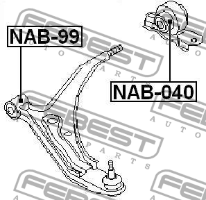 Сайлентблок рычага задний (без кронштейна) NISSAN PRIMERA P11 1996-2001 NAB-040 NAB-040 FEBEST