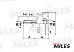 ШРУС наружный VOLVO C70/S60/S70/S80/V70 2.0-2.5 97-05 (с ABS) (GKN 303560) GA205 GA20506 MILES