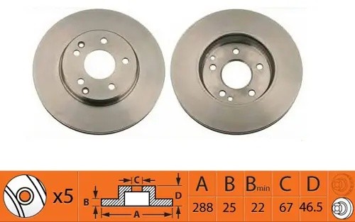 Диск тормозной передний MERCEDES W202/W203/W210/R170 2.0-3.0 BR31125T BR31125T SB NAGAMOCHI