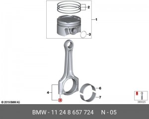 11248657724 Шатунный болт !M9x1.25x47 \BMW 1' F20 LCI, F21, F40, F52, 2' F22, F2 11 24 8 657 724 BMW