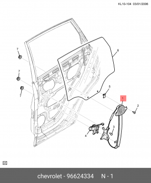 МЕХАНИЗМ СТЕКЛОПОДЪЕМНИКА 96624334 GENERAL MOTORS