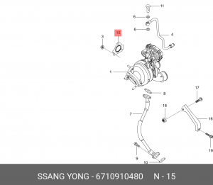 Прокладка SSANGYONG Actyon Sports (12-),Rexton (12-) (D20R) турбокомпрессора OE 6710910480 SSANG YONG