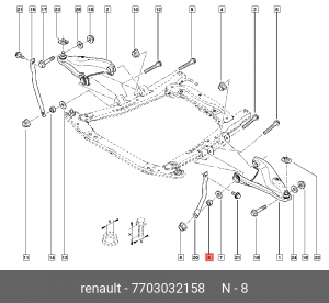 гайка! M12x175\ Renault Logan 06> 7703032158 RENAULT