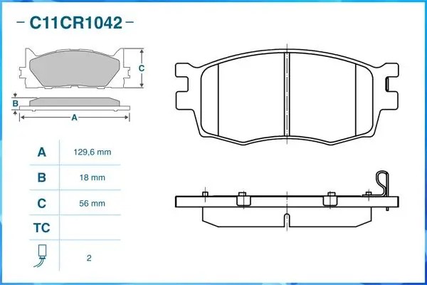 Тормозные колодки передние Low Metallic C11CR1042 C11CR1042 CWORKS