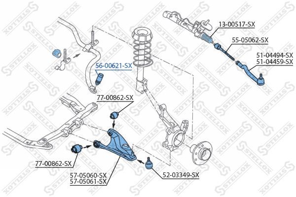 тяга стабилизатора переднего левая и правая!\ Dacia Logan 1.4/1.6/1.5DCi 04> 56-00621-SX STELLOX
