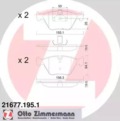 колодки дисковые !перед. 155x64x20 \ BMW E39 2.0i-3.5i/2.5TDi/3.0D 95> 21677.195.1 ZIMMERMANN
